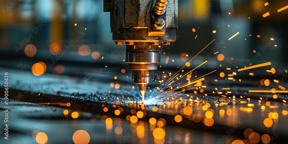 custom made wallpaper toronto digitalClose-Up of Laser Cutting Metal with Sparks