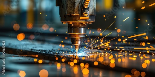 Wallpaper Mural Close-Up of Laser Cutting Metal with Sparks Torontodigital.ca