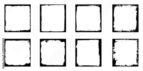 Graffiti banner frame set, hand drawn effect border, brush stroke box kit, urban art overlay. Grunge messy acrylic splash, dark ink stain decoration, blank photo rectangle. 