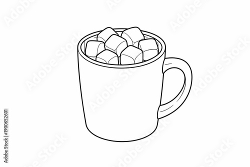 Illustration of a mug filled with marshmallows