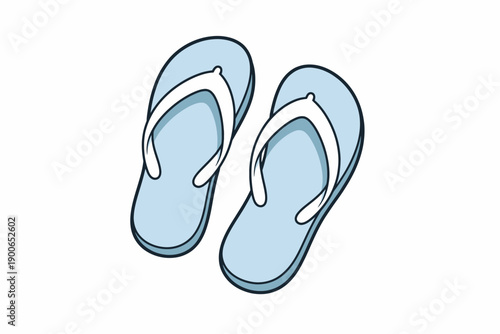Light blue flip-flops with white straps on white background