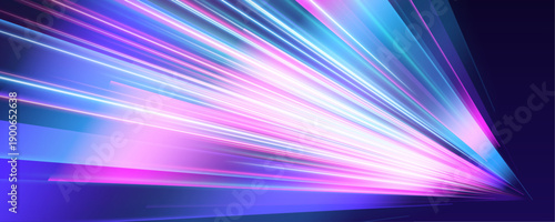 Flowing neon blue-pink streaks race along the highway, forming bright glowing curved trails. Motion blur and luminous lines convey speed, acceleration, and dynamic energy. Perfect for racing or digita