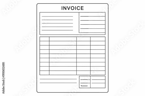 Blank invoice template with lines and grid for itemized billing