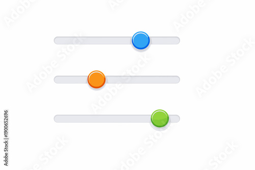 Colorful interface sliders for digital adjustment and control settings