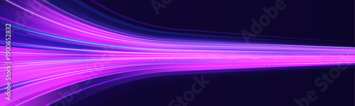 Bright neon pink streaks flow along the highway with glowing curved trails. Motion blur and luminous lines convey dynamic speed and futuristic energy. Perfect for racing or digital visuals vector