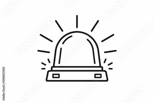 Minimalist black and white icon of a flashing emergency siren light