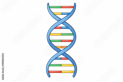 Colorful dna double helix illustration: genetics and molecular biology concept