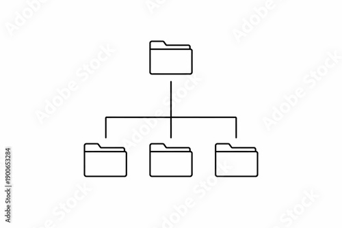 Simple minimalist organizational chart with connected folders
