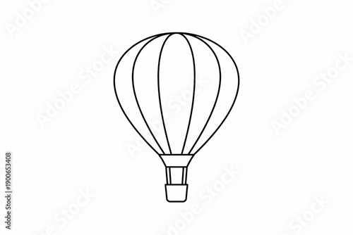 Simple black line drawing of a hot air balloon on white background