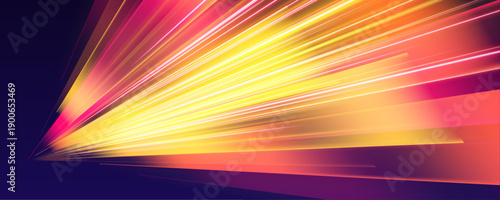 Dynamic neon orange light streams form a racing tunnel effect with radiant reflections and glowing depth. Ideal for high-energy automotive visuals vector