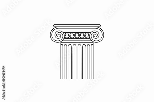 Illustration of classical ionic column with scrolls and fluted shaft
