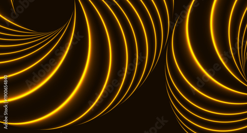 Orange yellow 3d neon wavy twisted lines abstract technology background. Futuristic glowing vector design