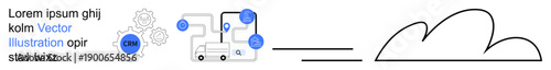 Cloud computing, data management, process optimization, technology integration, workflow automation, network architecture. Digital gears, cloud symbol. Cloud computing and data management concept