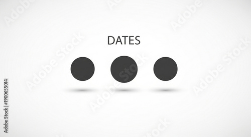 Three Black Circles Representing Dates on White Background