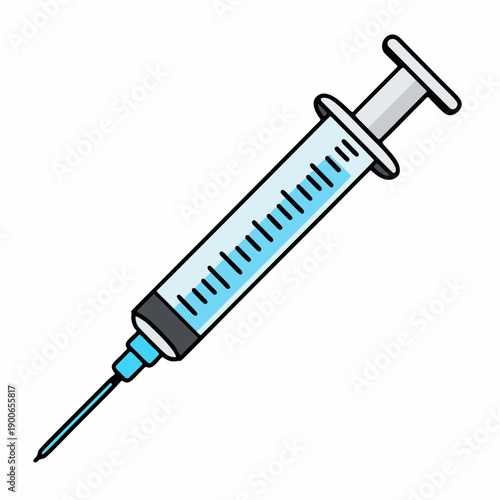 Medical Syringe with Needle for Vaccination Vector Icon