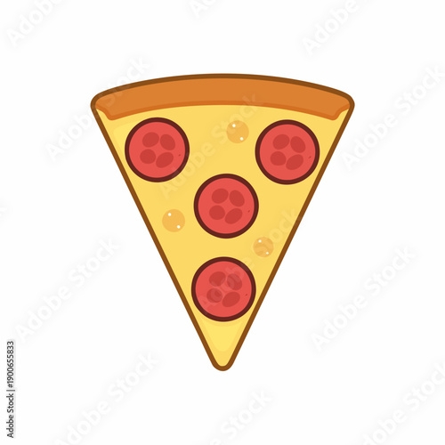 Slice of Pepperoni Pizza Fast Food Vector Icon