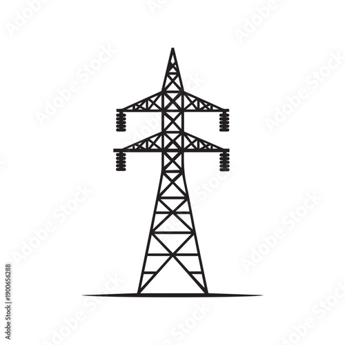 Transmission Tower Vector Icon Electricity Pylon Silhouette
