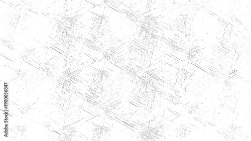 Abstract grey distressed lines and dots pattern on white background. Textured overlay with random scratches and speckles. Grungy surface effect