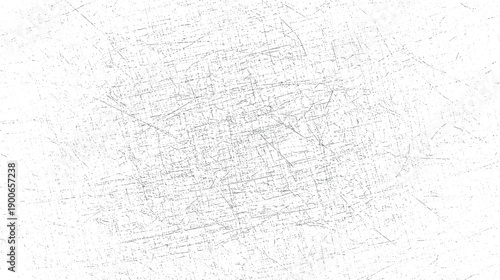 White background with dense grey scratches and dots texture overlay