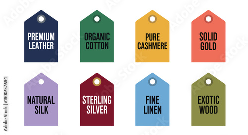 Collection of premium material and quality product tags