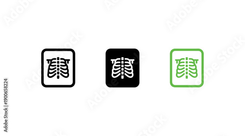 Three icons representing the human rib cage with different border styles
