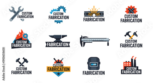 Various custom fabrication and industrial manufacturing logo designs