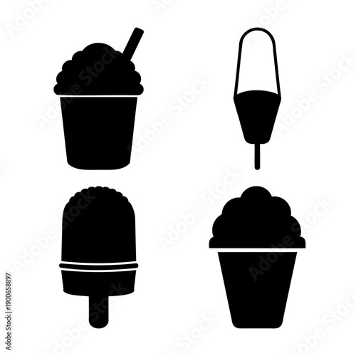 A delicious collection of various frozen desserts and sweet treats icon set
