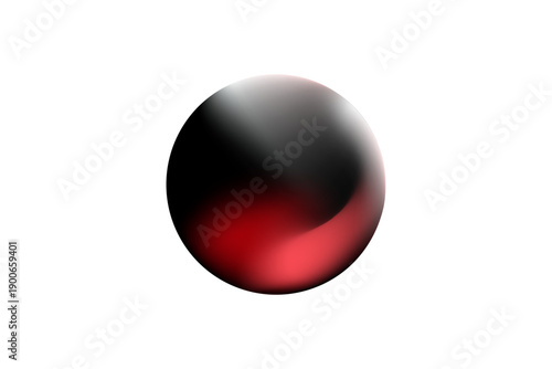 Abstract dark red and black glossy gradient sphere isolated on transparent background