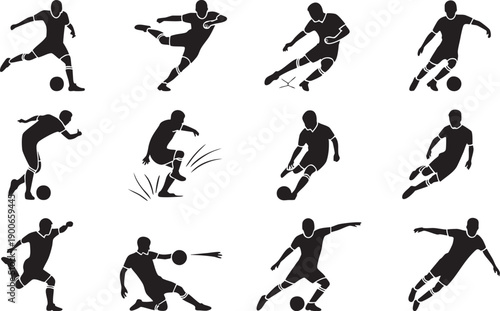 Soccer Player Actions Collection Showcasing Various Moves