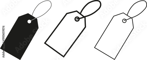 Collection of blank black and white price tags and labels in outline  and silhouette style, price tag discount icon vector for promotion symbol illustration, web and app template and retail marketing