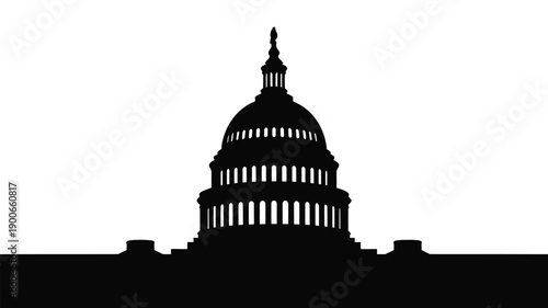 Silhouette of the us capitol building rotunda at night washington dc landmark in black