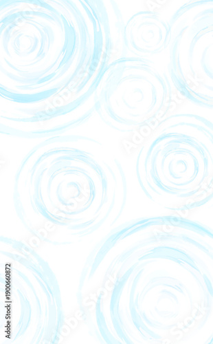 水彩風の涼しげな水の波紋_縦