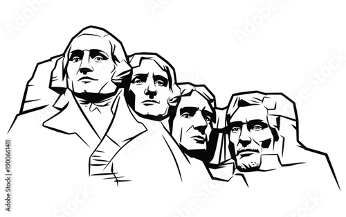 Mount rushmore presidential silhouette monument illustration