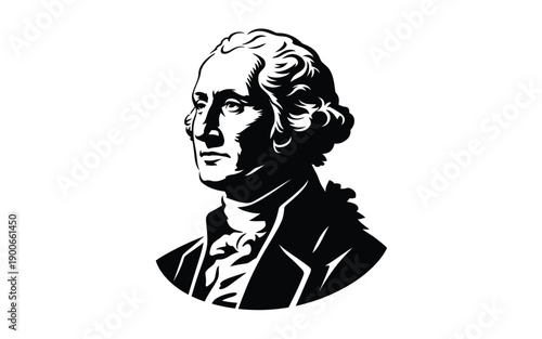 George washington silhouette bust classic illustration black and white historical figure american president iconic leader symbol vector graphic