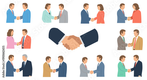 Business people handshake collection for agreement and partnership
