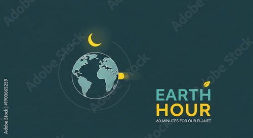 Earth hour logo with globe and candlelight for environmental awareness campaign