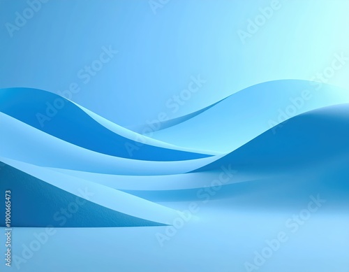 Soft Blue Curves and Waves Creating a Serene Abstract Landscape