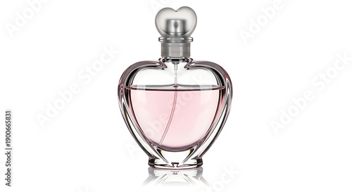 Cuadro en lienzo heart shaped perfume bottle isolated on white background, romantic fragrance bea