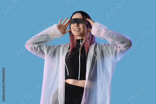 Young woman in futuristic c...