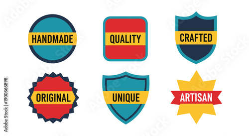 Set of handmade quality artisan product badges and labels