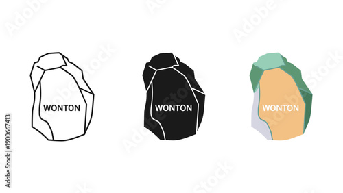 Three different colored wonton illustrations side by side Vector