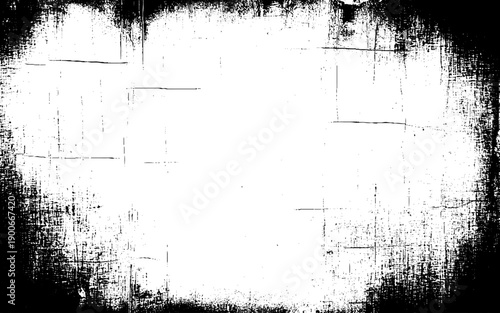 Black and white grunge urban texture vector with copy space. Abstract illustration surface dust and rough dirty wall background with empty template. Distress or dirt and damage effect concept