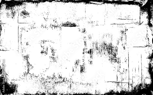Black and white grunge urban texture vector with copy space. Abstract illustration surface dust and rough dirty wall background with empty template. Distress or dirt and damage effect concept