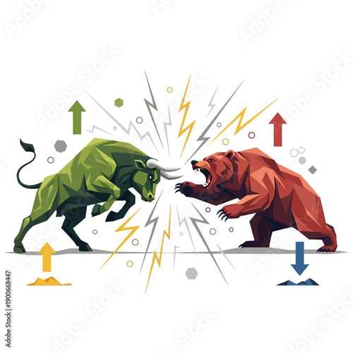 Clashing Bulls Represent Market Volatility in Financial Illustration