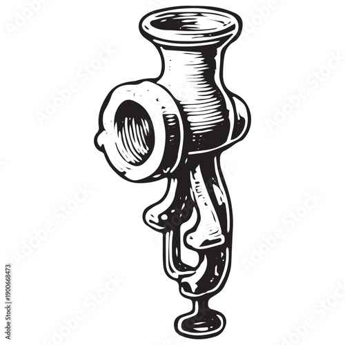 Vintage Hand Meat Grinder Engraving Style Retro Kitchen Tool Manual Food Processing Illustration