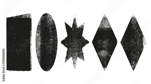 black grunge shapes on white background
