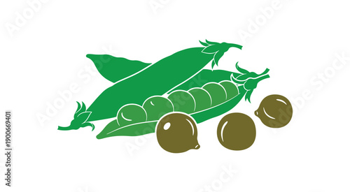 A bunch of peas separated on a white backdrop. Simple vector drawing
