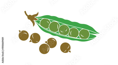 A set of peas on a clean white backdrop. Simple vector design
