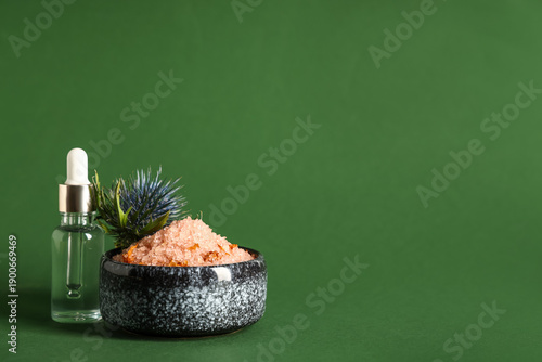 Bowl with sea salt and bott...