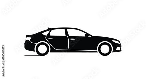 A sleek black silhouette of a modern four door passenger vehicle